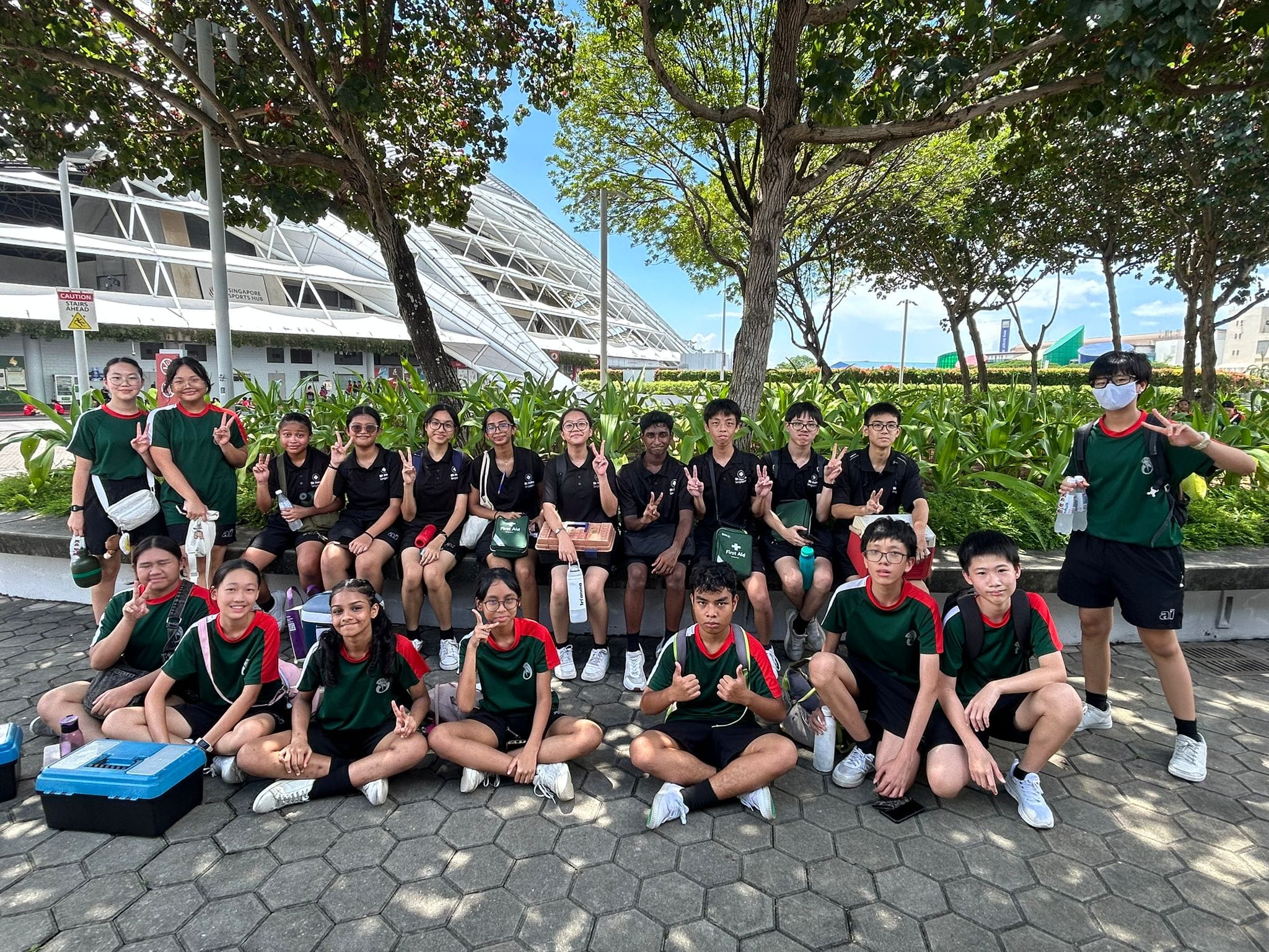 Photo of our St. John Brigade at Singapore Sports Hub during our sports carnival event,